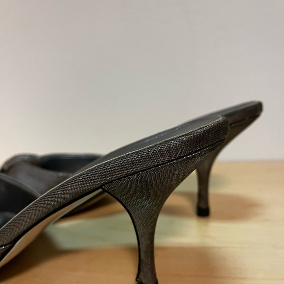 Prada Vintage HH Silver Lame Open Toe Slides Shoes S 10 - Picture 7 of 9